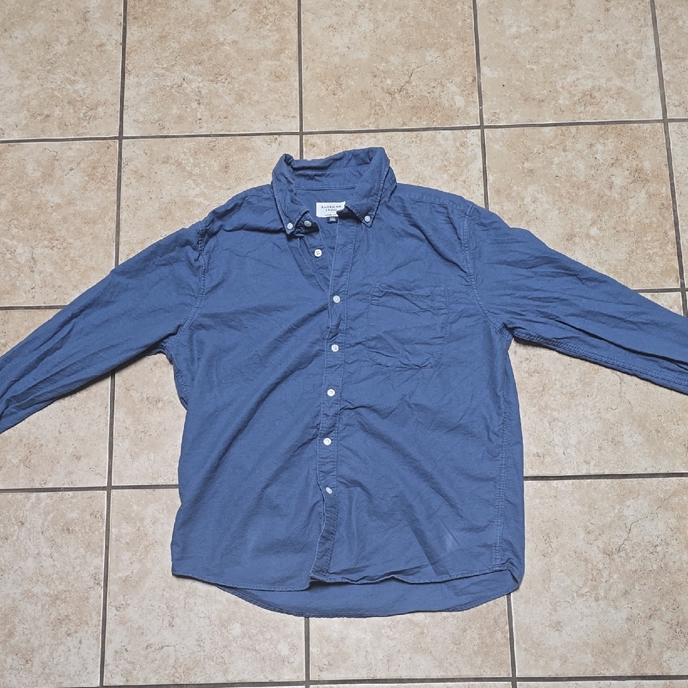American Eagle Outfitters Men's Blue Casual Button-Down Shirt